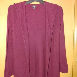 PRIVE CASHMERE Woman's 100% Cashmere Hooded Cardigan Burgundy Size M New